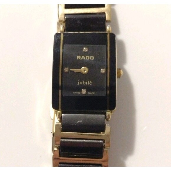 Rado Jubile 18mm Black Gold Womens Quartz Diamond Wristwatch Ceramic Bracelet main image 12